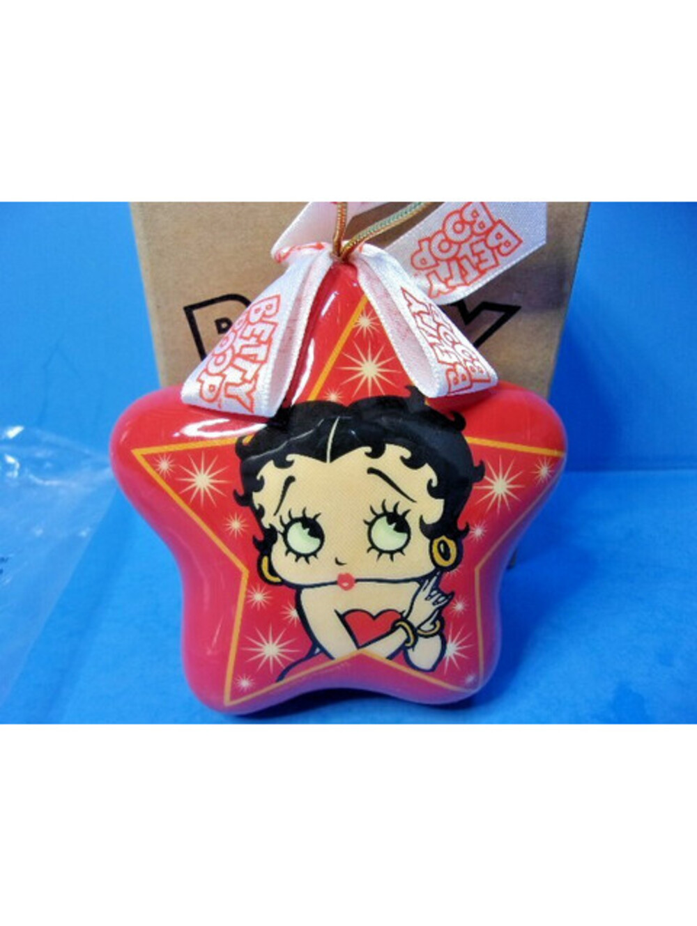 Vintage Betty Boop Star w/ Bow Christmas Ornament 2006 in Box 2-Sided Decoration